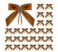 BBTISG Juego de 25 Lazos de Terciopelo para árbol de Navidad, 9 x 9cm Guirnalda de Corona de árbol de Navidad Envoltura Decorativa de Boda para Envoltura de Regalos (Marrón Oscuro)