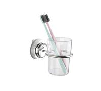 BBTISG Soporte de Pared con Ventosa para Cepillo de Dientes con Vasos, Ventosa sin Perforación Soporte de Acero Inoxidable para Pasta de Dientes para Baño, Cocina