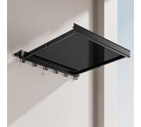 BBTISG TTendedero Plegable para Ropa, Retráctil Montado En La Pared Estante De Secado De Malla con 6 Ganchos Estante TelescóPico Plano para Secar Ropa (Negro)