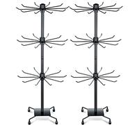 BBTO 2 Pcs Rotating Display Stand Jewelry Display Rack with Hooks Metal Earrings Stand for Vendors Necklace Bracelet Selling(Black,28.35 x 11.81 Inch)