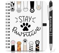 BBTO 2 Piezas Regalo Motivacional Stay Pawsitive Cuaderno A6 Bolígrafo Frases Positivas Bloc de Notas en Espiral para Amantes de Gatos Amigos Familia Compañeros de Trabajo Navidad Cumpleaños
