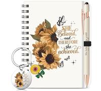 BBTO 3 Regalo de Despedida Gracias para Compañera Trabajo y Profesores, Girasolcuaderno Bolígrafo Llaveros, Regalo Inspirador Agradecimiento para Colegas Empleados Navidad Retirarse Graduado