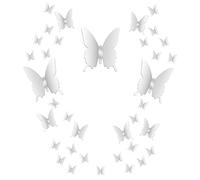 BBTO 36 Piezas de Mariposas de Espejo DIY Combinación 3D Espejo Pegatinas de Pared Decoración de Hogar