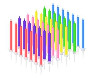 BBTO 36 Velas de Pastel de Cumpleaños con Llamas de Colores Velas de Colores de Arcoiris en Soporte para Decoración de Pastel Magdalena de Cumpleaños
