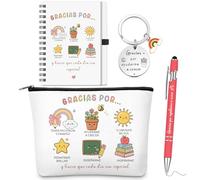BBTO 4 Piezas Regalos para Profesores Maestra Llavero Bolígrafo Bolsa de Maquillaje Arcoíris y Cuaderno para Día del Maestro Despedida Cumpleaños Agradecimiento Graduación Fin de Semestre(Arcoíris)