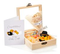 BBTO 5 Piezas Juego de Patitos de Goma para Novios Regalo de Boda Divertido Pato de Baño para Novios Ramo de Gypsophila Caja de Regalo Tarjetas de Felicitación para Bodas(Romántico)