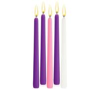BBTO 5 Piezas Set de Velas de Adviento de Navidad 25 cm Vela Cónica Decorativa Tradicional 3 Púrpura 1 Rosa 1 Blanco para Candelabro Coronas de Adviento y Otras Decoraciones Navideñas