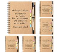 BBTO 6 Juegos de Regalos de Agradecimiento para Compañeros Blocs de Notas Rayas Bolígrafos Danke für Alles y Notas Adhesivas Obsequios de Despedida para Trabajo Colega Empleado Jubilación