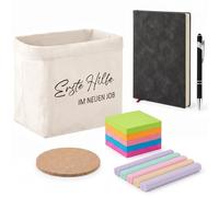 BBTO Bolsa Regalo de Despedida para Compañeros que Cambian de Trabajo Cuaderno Notas Adhesivas Marcador Posavasos de Corcho(Erste Hilfe im neuen Job)