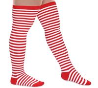 BBTO Calcetines Largos a Rayas Talla Extra Coloridos encima de Rodilla para Carnaval Navidad(Rojo Blanco,Talla L)