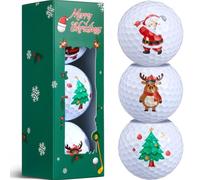 BBTO Juego de 3 Pelotas de Golf Navideñas Divertidas con Caja Regalo Original para Cumpleaños Golfistas Aficionados al Golf Amigos Familiares Compañeros(Dibujos Animados)