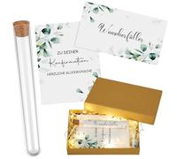 BBTO Regalo de Dinero de Confirmación Incluye Tubo de Ensayo de Plástico con Papel Luces de Hadas Hierba de Rafia Tarjeta Cinta y Caja Embalaje de Regalo de Dinero para Fiesta Comunión Decoración