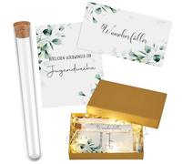 BBTO Regalo de Dinero de Consagración Juvenil Incluye Tubo de Ensayo de Plástico con Papel Cadena de Luces Hierba de Rafia Tarjeta Cinta y Caja Embalaje de Regalo de Dinero para Fiesta de Adultos