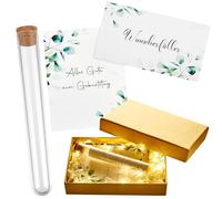 BBTO Regalo de Dinero de Cumpleaños Incluye Tubo de Ensayo de Plástico con Papel Luces de Hadas Hierba de Rafia Tarjeta Alles Gute zum Geburtstag Cinta Caja de Regalo para Fiesta Invitados Decoración