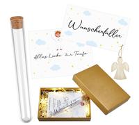 BBTO Regalos de Confirmación Regalos en Efectivo para Confirmación Incluido Tarjeta de Felicitación de Dinero Colgante Ángel de Madera Probeta Caja de Regalo con Luces de Hadas de Rafia(Taufe)