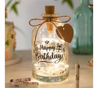 BBTO Regalos de Dinero de Cumpleaños Luz LED Botella con Texto Happy Birthday Botella Decorativa Iluminada Regalo Embalaje de Dinero para Cumpleaños Navidad