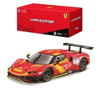 BBurago Coche a escala Ferrari 296 GT3 1:43 Twin Turbo V6 #71 Racing 2023 con vitrina BU36313