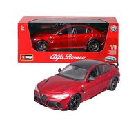 Bburago - Alfa Romeo Giulia GTAm Rossa, Coche de diecast a Escala 1:18, réplica Detallada con Piezas Que se Pueden Abrir, Licencia Oficial Alfa Romeo, no Apto para niños Menores de 36 Meses