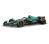 Bburago - Aston Martin AMR23#14 Fernando Alonso, Escala 1:43, Modelo a Escala con Casco y Vitrina, Detalles realistas, Licencia Oficial Aston Martin, Edad Recomendada 14+ años