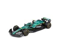 Bburago - Aston Martin AMR25 Fórmula 1 2025#14 Alonso, Modelo de Coche Diecast a Escala 1:43 con Casco y Vitrina, réplica Oficial de F1, Detalles realistas, Edad Recomendada 14+ años
