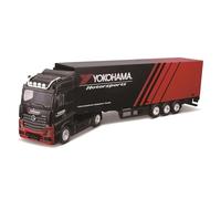 Bburago B18-31460Y Street Fire HAULERS con Remolque, camión Fundido a presión-M-B ACTROS GIGASPACE Yokohama-1:43, Juguete Coleccionable Mercedes, Varios diseños y Colores