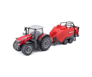 Bburago B18-31667 Massey FERGUSSON 8740S Tractor con Elevador BALER, Varios diseños y Colores