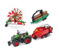 Bburago B18-31668FE 10 CM FENDT Farm Tractor with 3 Trailers, Assorted Colours