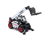 Bburago Bobcat TELEHANDLER con Tenedor de palé de Trabajo, réplica de Juguete Coleccionable a Escala 1:50, Color Blanco