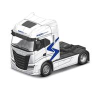 Bburago - Camión IVECO S-Way 1:43, camión diecast con librea Naranja y Negra, Modelo estático detallado para coleccionistas y Aficionados, Licencia Oficial IVECO, Edad Recomendada 3+ años