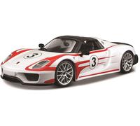 Bburago Carrera Porsche 918 Spyder 3 Weissach Blanco Escala 1:24 Modelo de Coche