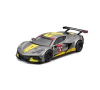Bburago - Chevrolet Corvette C8.R 2020 con Vitrina de exposición a Escala 1:43, Coche de fundición a presión Gris Metalizado, réplica Detallada de competición, Licencia Oficial de Chevrolet, 14+