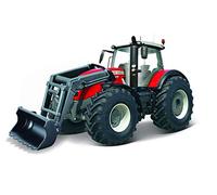 Bburago | Colección Granja | Tractor con Cargadora Massey Fergusson a Fricción | Reproducción de Coche Miniatura a Escala 1/43 | Rojo | Juguete para Niños Coleccionables | B18-31633