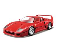 Bburago Escala Ferrari F40 Race & Play Die-Cast Model Car - Rojo | Replica Oficial de Ferrari | Opening Doors, Bonnet & Engine Cover | Collector's Edition