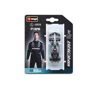 Bburago - F1 Mercedes-AMG F1 W16 2025#63 George Russell, Coche diecast a Escala 1:64, réplica Detallada de monoplaza de Fórmula 1, Colores Oficiales, blíster Coleccionable, 14+
