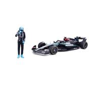 BBURAGO F1 Mercedes AMG W15#63 Russell Incluye Figura de Corredor (2024) - Modelo de Coche de Fórmula 1 Escala 1:24, Fiel Coche de coleccionista, Coche de Juguete, a Partir de 14 años (18-28069R)
