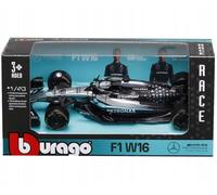 Bburago - F1 Mercedes-AMG W16 2025#63 Russell, Coche diecast a Escala 1:43 con Detalles auténticos, réplica F1 Mercedes, decoración Plateada/Negra, Licencia Oficial, Edad Recomendada 3+ años