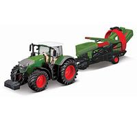 Bburago FENDT 1050 Vario Fundido a presión con cultivador de Trabajo, Modelo Coleccionable detallado de Juguete