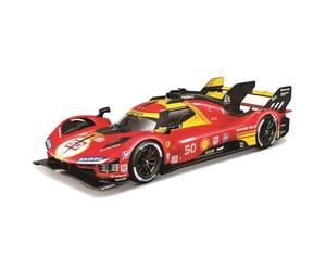 Bburago - Ferrari 499P LMH 24H Le Mans Champion 2024#50 Escala 1:18, Réplica Diecast Ganadora, Puertas Abatibles y Dirección, Licencia Ferrari, Edad 14+ Años