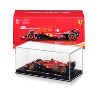 Bburago - Ferrari SF-24#16 Charles Leclerc Imola GP 2024, Escala 1:43, Modelo a Escala con Casco y Vitrina, Detalles realistas, Licencia Oficial Ferrari, Edad 14+
