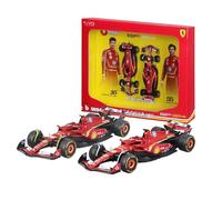 Bburago - Ferrari SF-24 F1 Imola Livery 2024 Leclerc #16 y Sainz #55, Set de 2 Coches Diecast a Escala 1:43, Caja Expositora, Licencia Oficial Ferrari, Edad Recomendada 14+ Años
