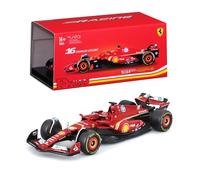 Bburago - Ferrari SF-24 Fórmula 1 GP Monza 2024#16 Leclerc, Modelo de Coche diecast a Escala 1:43 con Casco y Vitrina, réplica Oficial Ferrari, Edad Recomendada 14+ años
