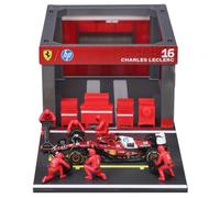 Bburago - Ferrari SF-25 Leclerc, Juego de Pit Stop a Escala 1:43