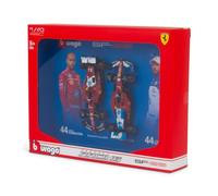 Bburago Ferrari SF-25 - Paquete Doble Fundido a Escala 1:43, Charles Leclerc # 16, diseño de Temporada 2025 y edición Especial del GP de Miami