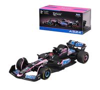 Bburago Fórmula 1 Alpine A524 (2024): modelo de coche a escala 1:43, del conductor #31 Esteban Ocon, Window Box, 12,5 cm, negro y rosa (18-38220O)