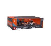 Bburago Formula 1 F1 McLaren - Juego de 4 Piezas - Escala 1:43 - Réplica Coleccionable increíblemente Detallada, Coche de Carreras Coleccionable, Naranja