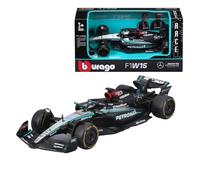 Bburago Fórmula 1 Mercedes-AMG Petronas F1 W15 Team (2024): Modelo de Coche a Escala 1:43, del Conductor #63 George Russell, Window Box, 12,5 cm, Negro y Plateado (18-38208R)