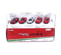 Bburago - Pack de Regalo 5 Ferrari Drives - 5 Modelos realistas de Coches icónicos Que miden 3" Pulgadas, Licencia Oficial Ferrari, Edad Recomendada 3+ años