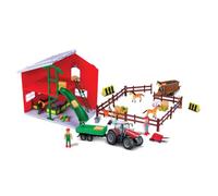 Bburago Juego Estable para Caballos de Farmland 1:43 con Tractor Massey Ferguson | Die-Cast Farm Vehicle & Playset | Kids Farm Toy Set | Edad 3+