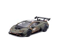 Bburago - Lamborghini Huracán Super Trofeo EV02 con Vitrina de exposición a Escala 1:43, Coche de fundición a presión Verde, réplica Detallada de superdeportivo, Licencia Oficial, 14+