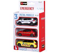 Bburago Maisto France - 30009 - Street Fire - Fuerzas de emergencia de Francia - Escala 1:43 - Pack aleatorio de 3 vehículos , color/modelo surtido